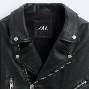 NWT Zara Black Moto Leather Jacket -Size Men’s M